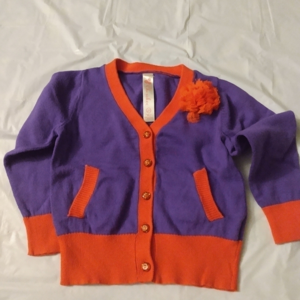Cherokee Girl Sweater, Sz 2T, Red & Purple, 100% cotton, pre-owned